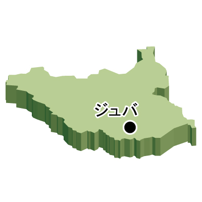 南スーダン共和国無料フリーイラスト｜首都名・立体(緑)
